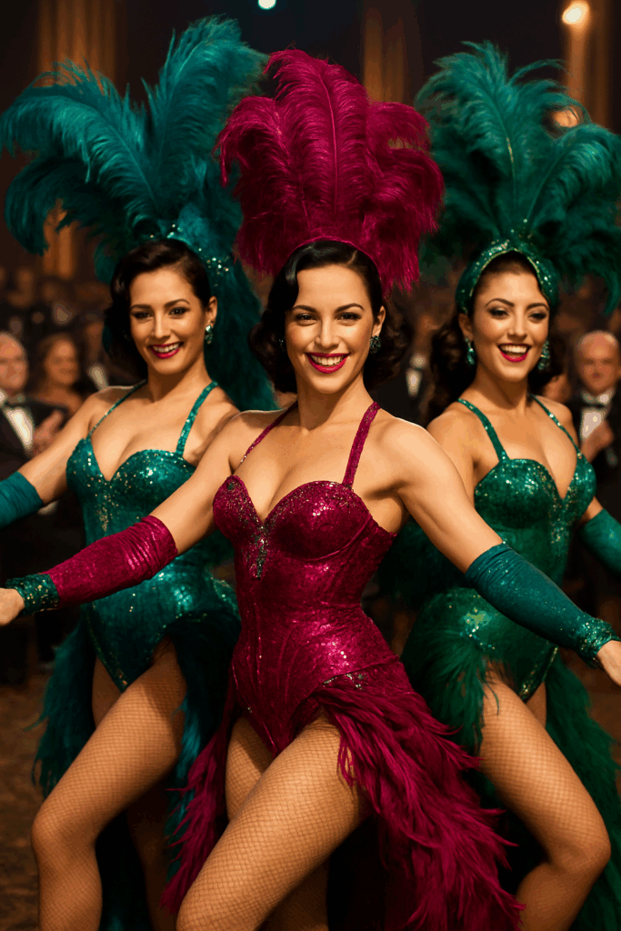 Luxury speakeasy cabaret performers entertaining guests at a Chicago corporate gala cocktail hour