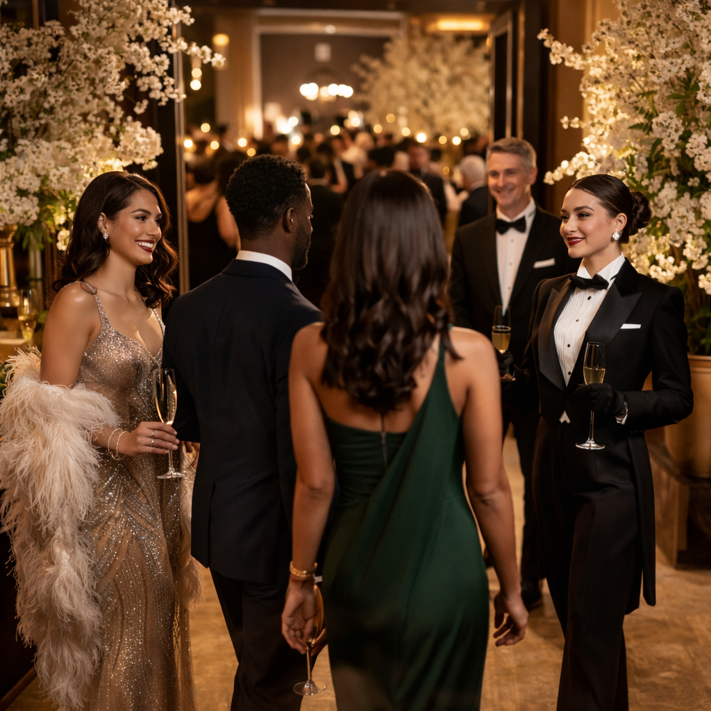 Corporate gala performers entertaining guests during an awards dinner