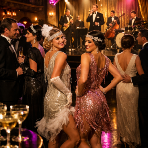 Vaudezilla cast performing at an Art Deco corporate gala