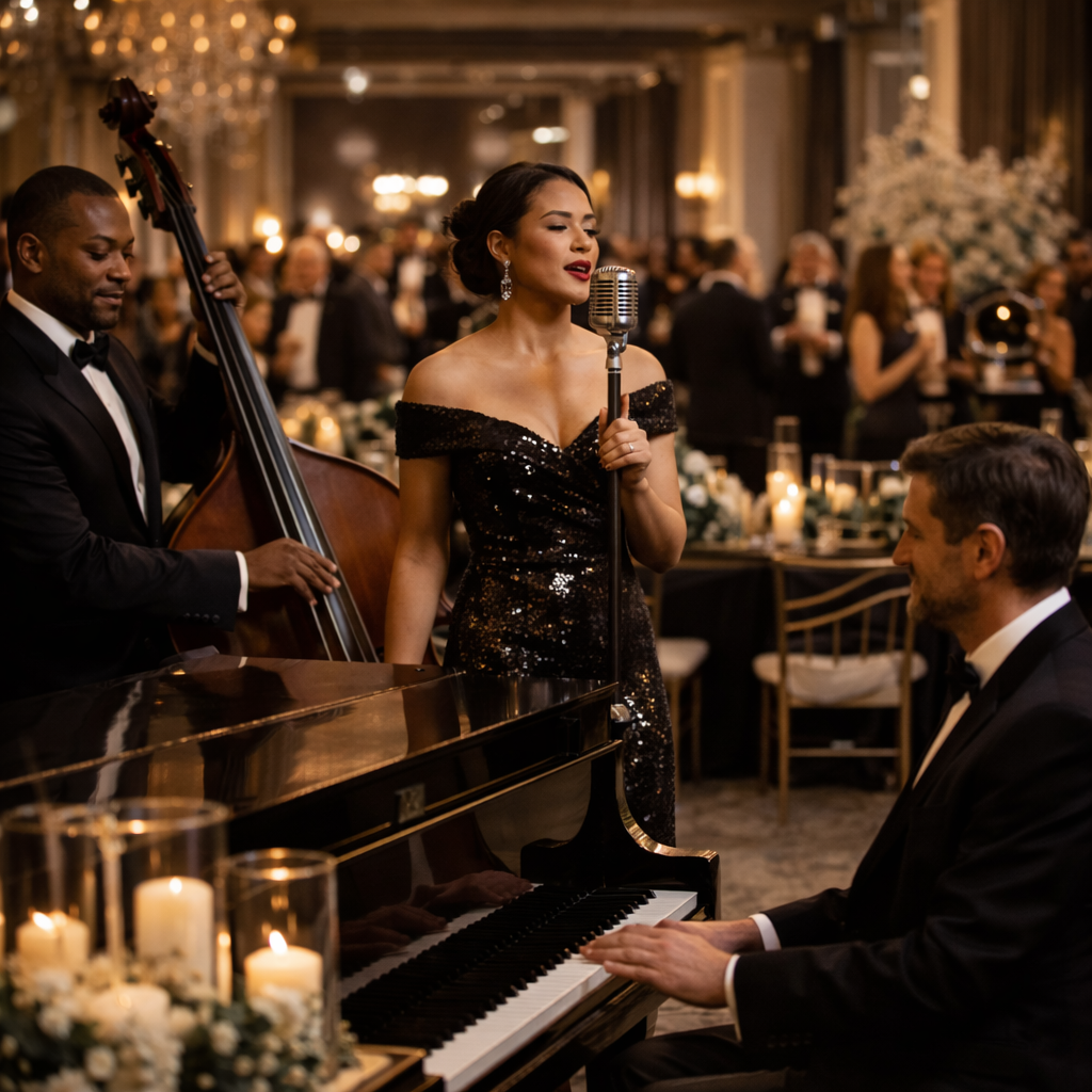 Cocktail hour entertainment in Chicago for upscale private event