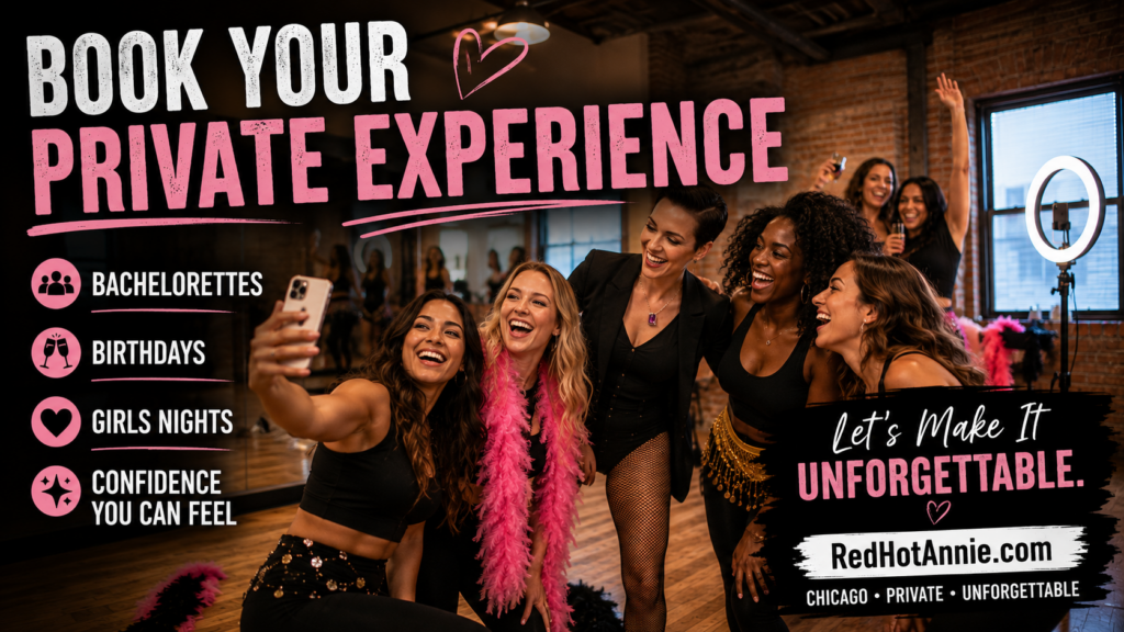 Bride and bridesmaids celebrating during a classy Chicago bachelorette party with cinematic cabaret atmosphere champagne and glamorous beginner friendly activities
