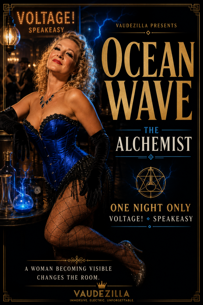 The Alchemist in Voltage Speakeasy Pink Hotel Vaudezilla Ocean Wave Island Brat as The Alchemist in Voltage Speakeasy