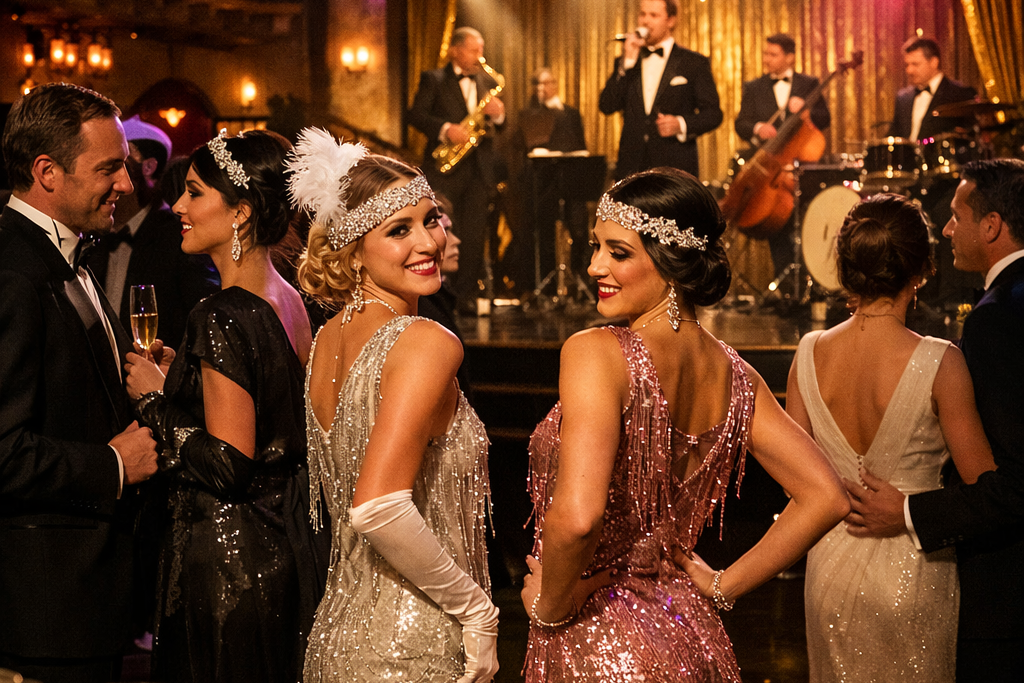 Vaudezilla cast performing at an Art Deco corporate gala