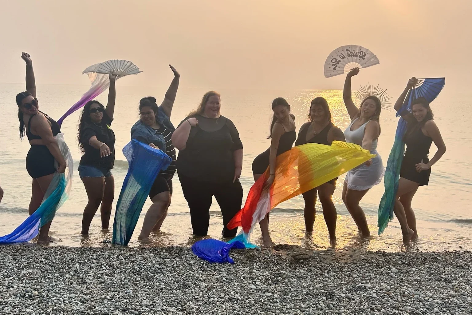 Immersive Chicago Bachelorette Celebration Vaudezilla Bride surrounded by bridal party during immersive cabaret bachelorette party in Chicago