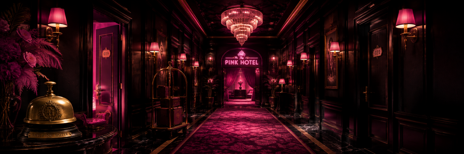 Art Deco hallway inside The Pink Hotel
