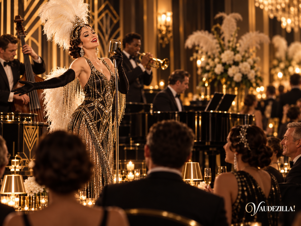 Gatsby inspired live entertainment at a corporate event